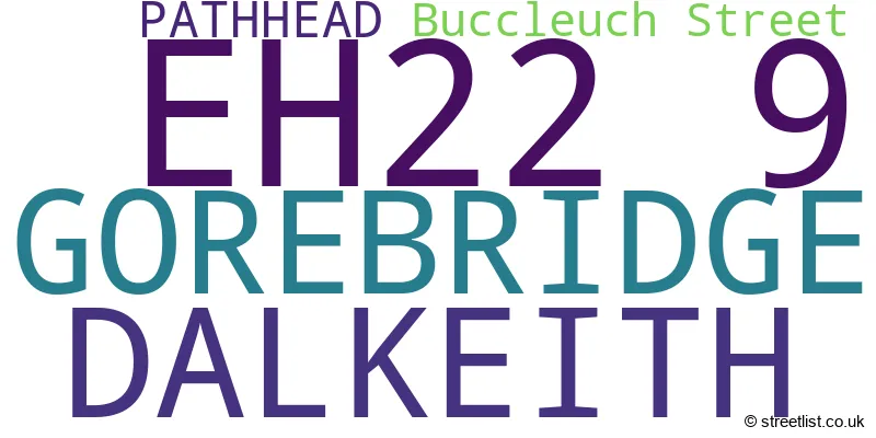A word cloud for the EH22 9 postcode